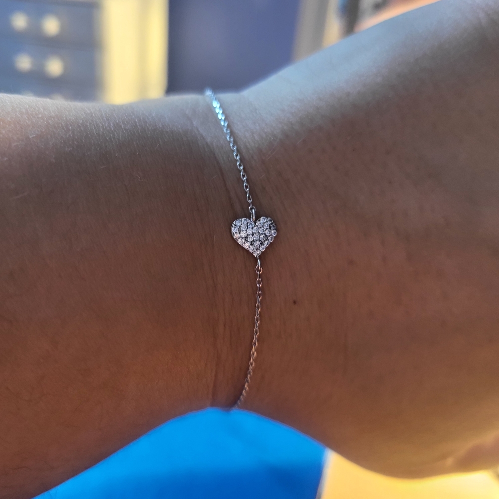 Elegant  Silver Heart Bracelet